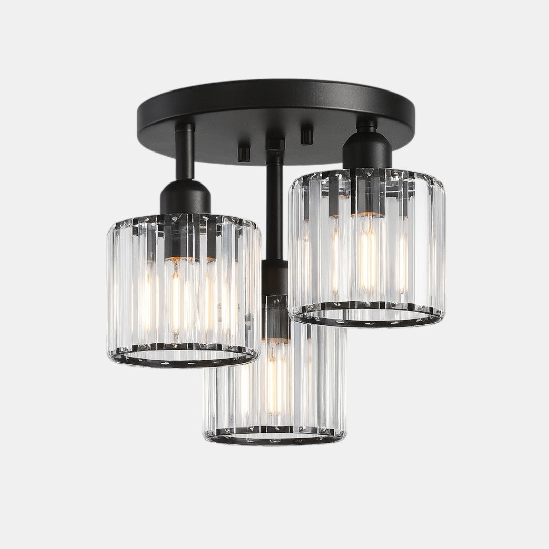 Krystal Halvindbygget Loftlampe I Moderne Design