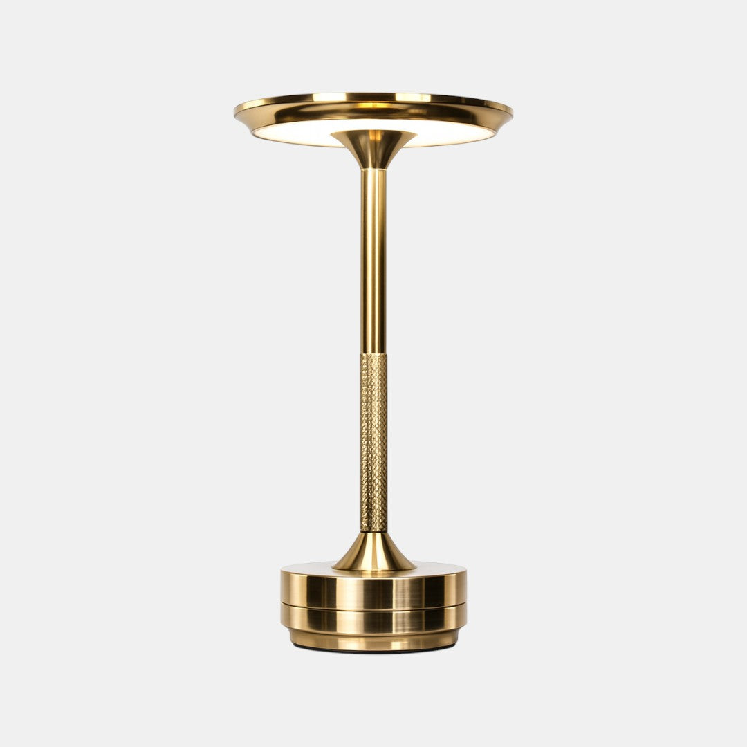 Metallisk trådløs LED bordlampe – varmt dæmpbart lys til inde og ude