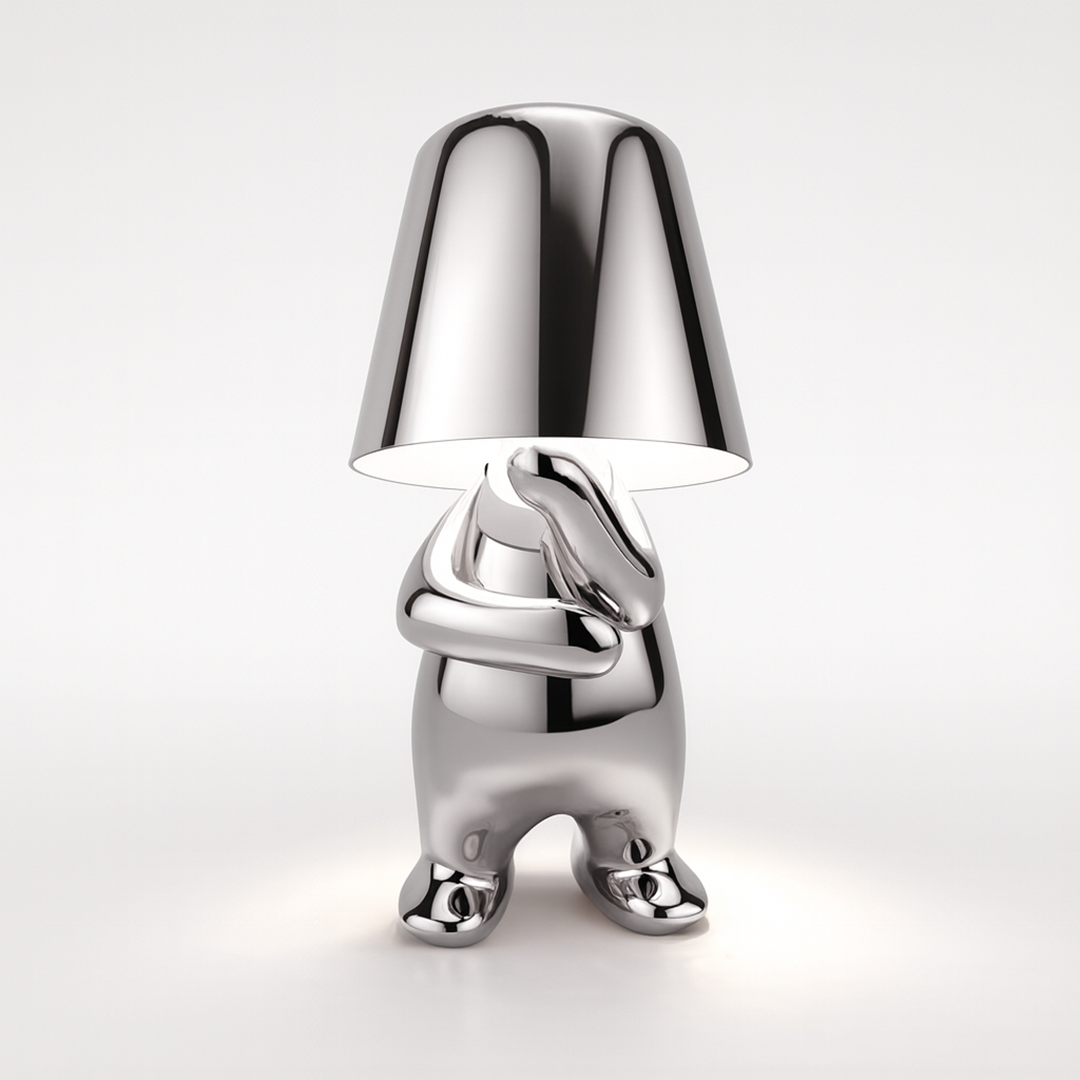 Metallisk LED bordlampe – varmt dæmpbart lys med skulpturelt design