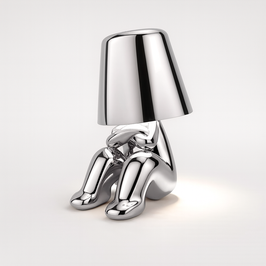 Metallisk LED bordlampe – varmt dæmpbart lys med skulpturelt design