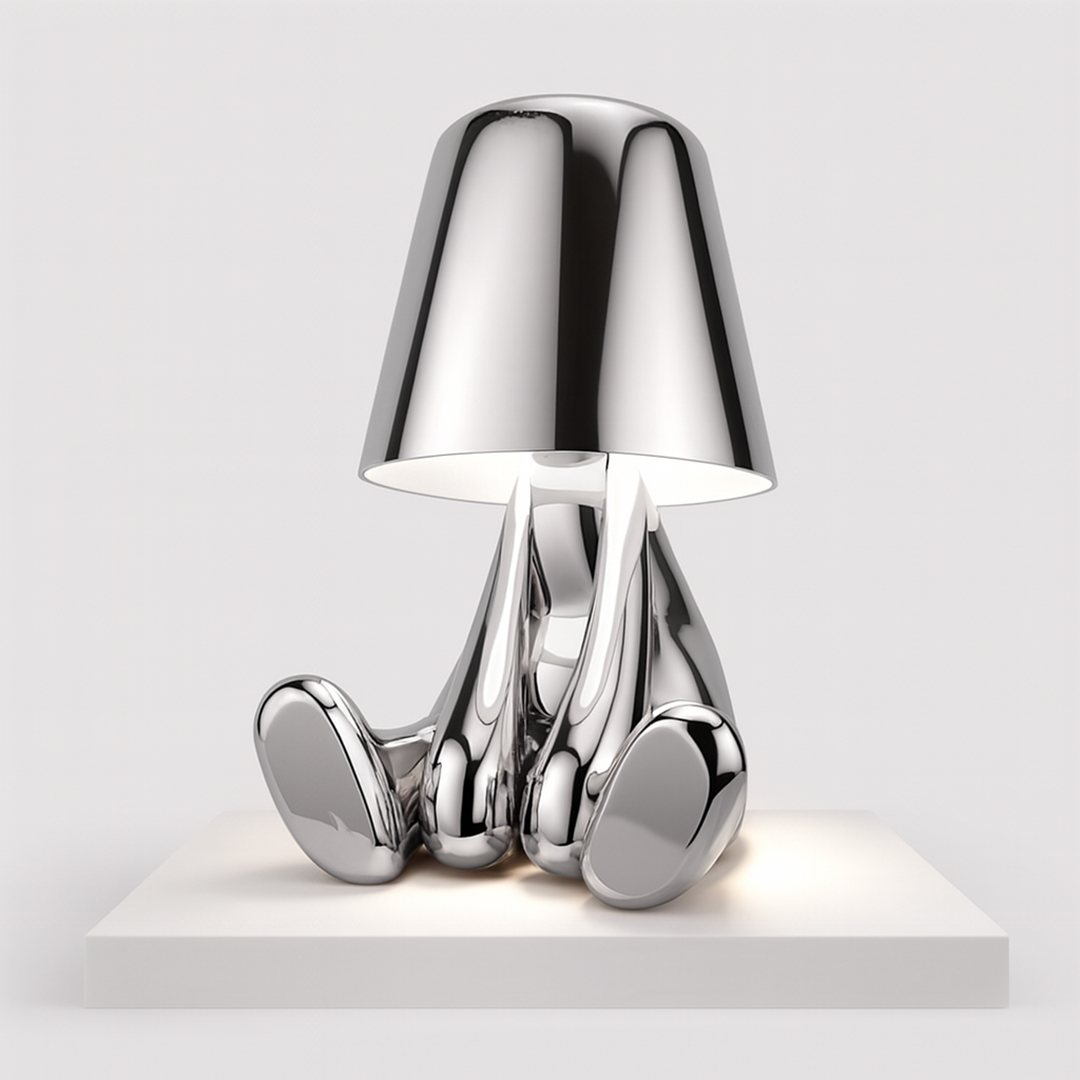 Metallisk LED bordlampe – varmt dæmpbart lys med skulpturelt design