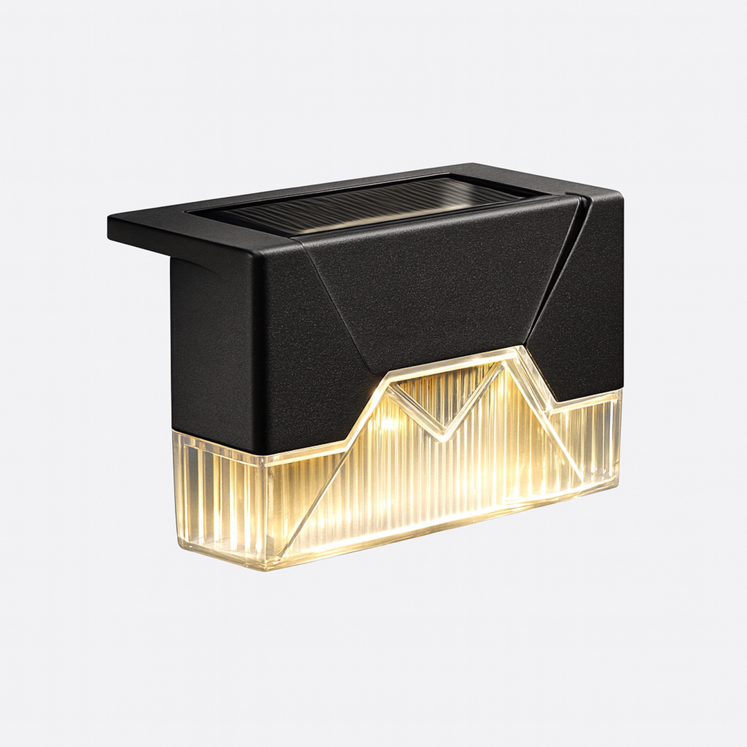 Solcelle LED udendørs væglampe til trappe – varmt hvidt og vandtæt