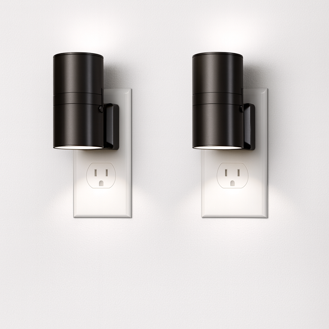 Metallisk LED væglampe med stik – justerbar lysstyrke og sensor