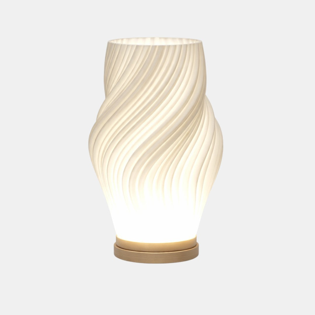 Metallisk LED bordlampe – varmt dæmpbart lys med bølgedesign