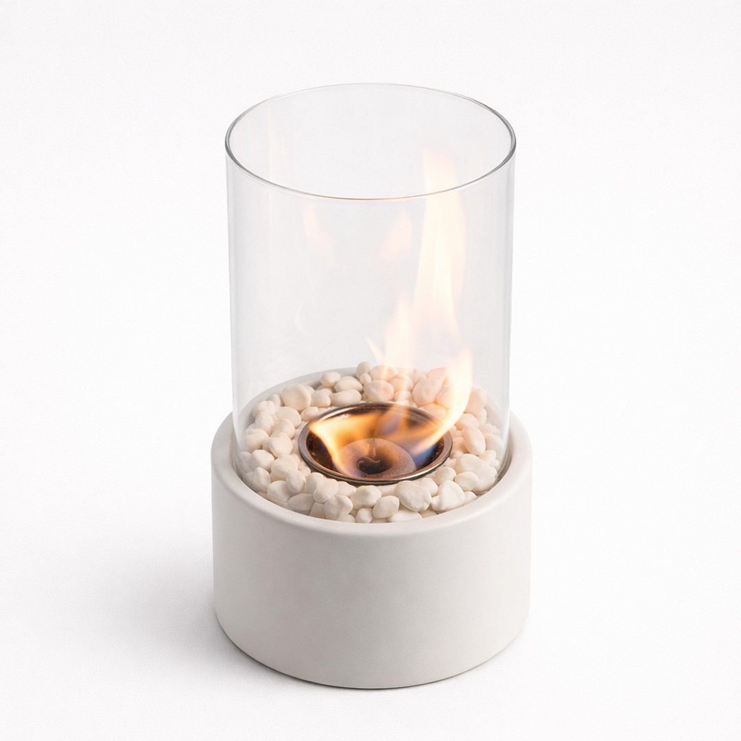 Metallisk bioethanol bordpejs – røgfri flamme til inde og ude