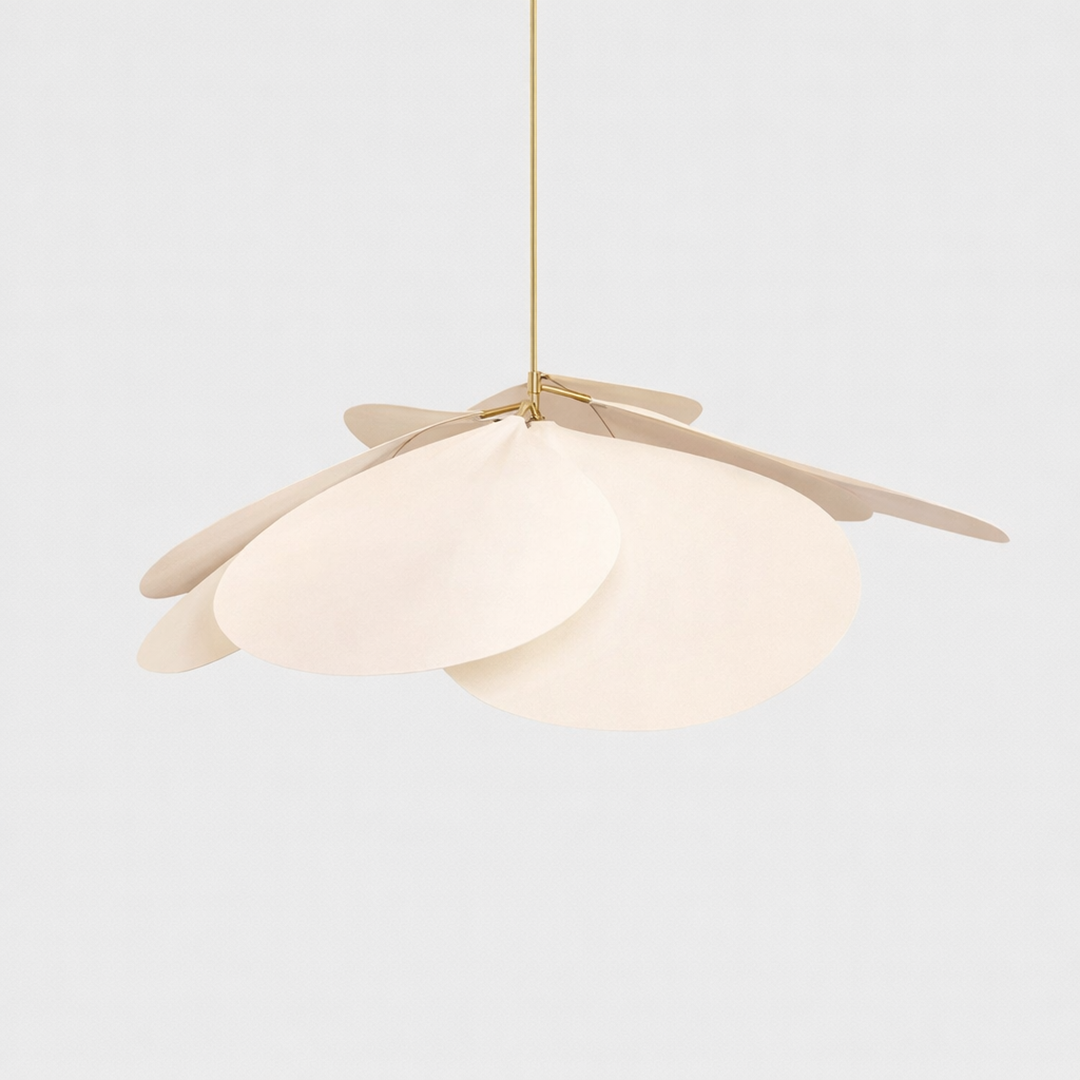 Stofpendel – blomsterformet design med diffust lys