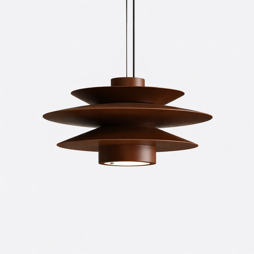 Pendellampe i træ – lagdelt moderne design