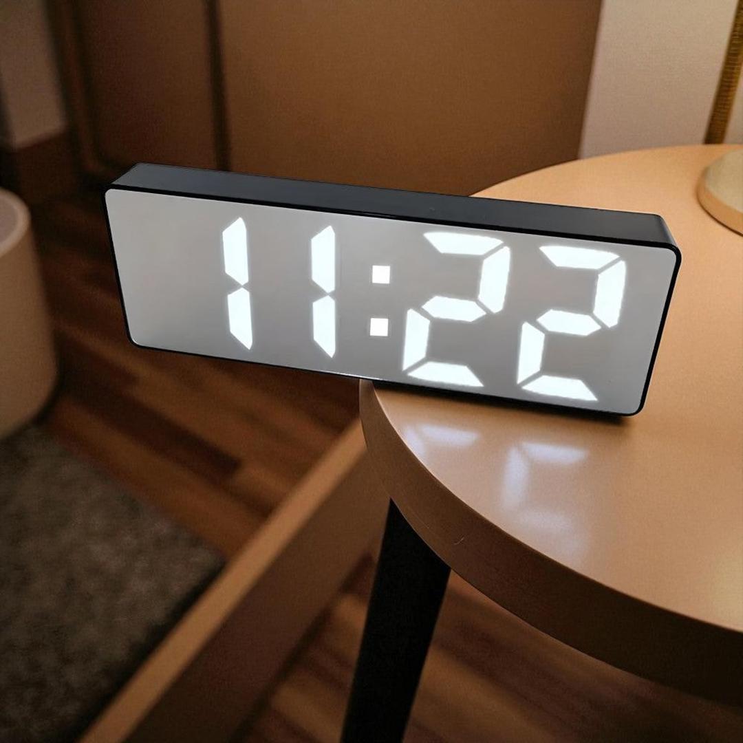 Digitalt Spejl Vækkeur Med LED Display