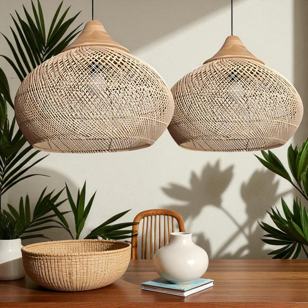 Rattan Pendellampe I Skandinavisk Boho StilRattan Pendellampe I Skandinavisk Boho Stil