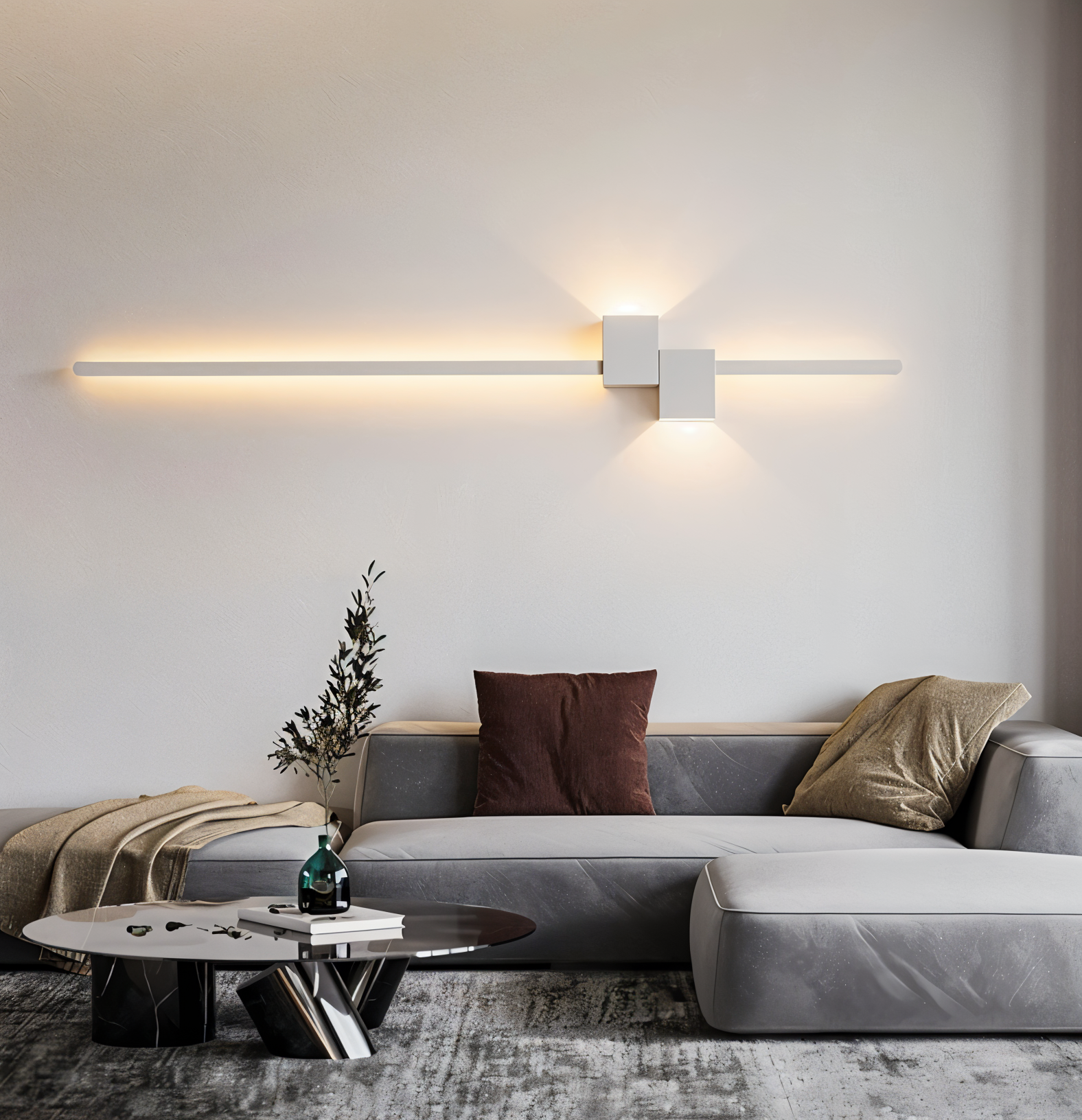 Metallisk LED væglampe – lineært minimalistisk design med indirekte lys