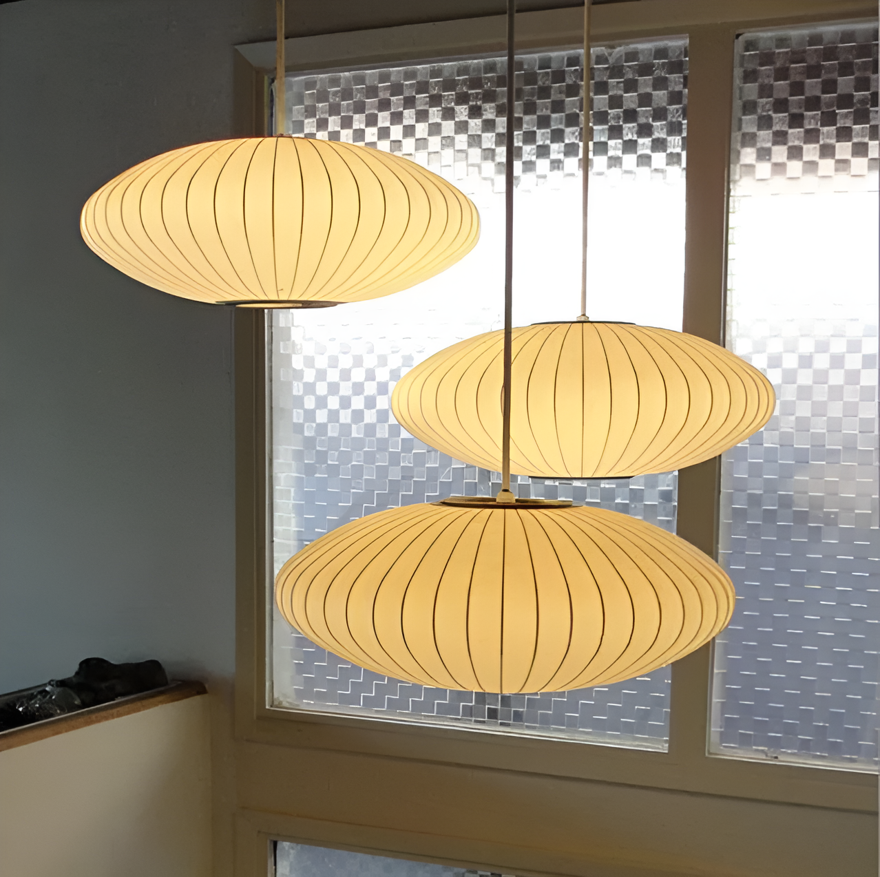 Stofpendel – rundt moderne design med diffust lys