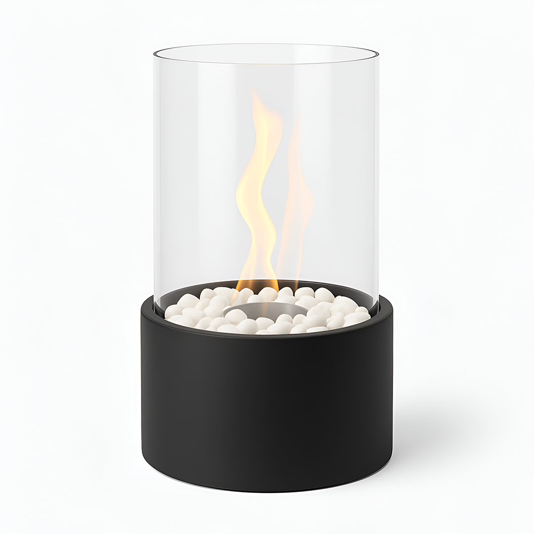 Metallisk bioethanol bordpejs – røgfri flamme til inde og ude