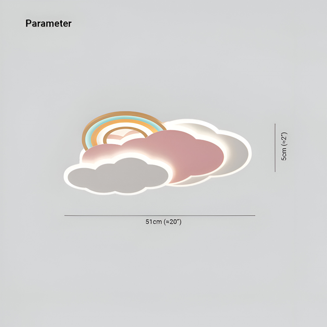 LED loftlampe til børneværelse – sky- og regnbuedesign