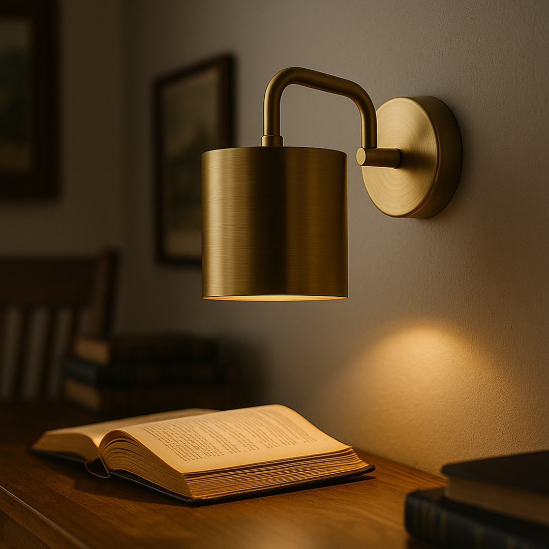 Wandlamp in geborsteld messing