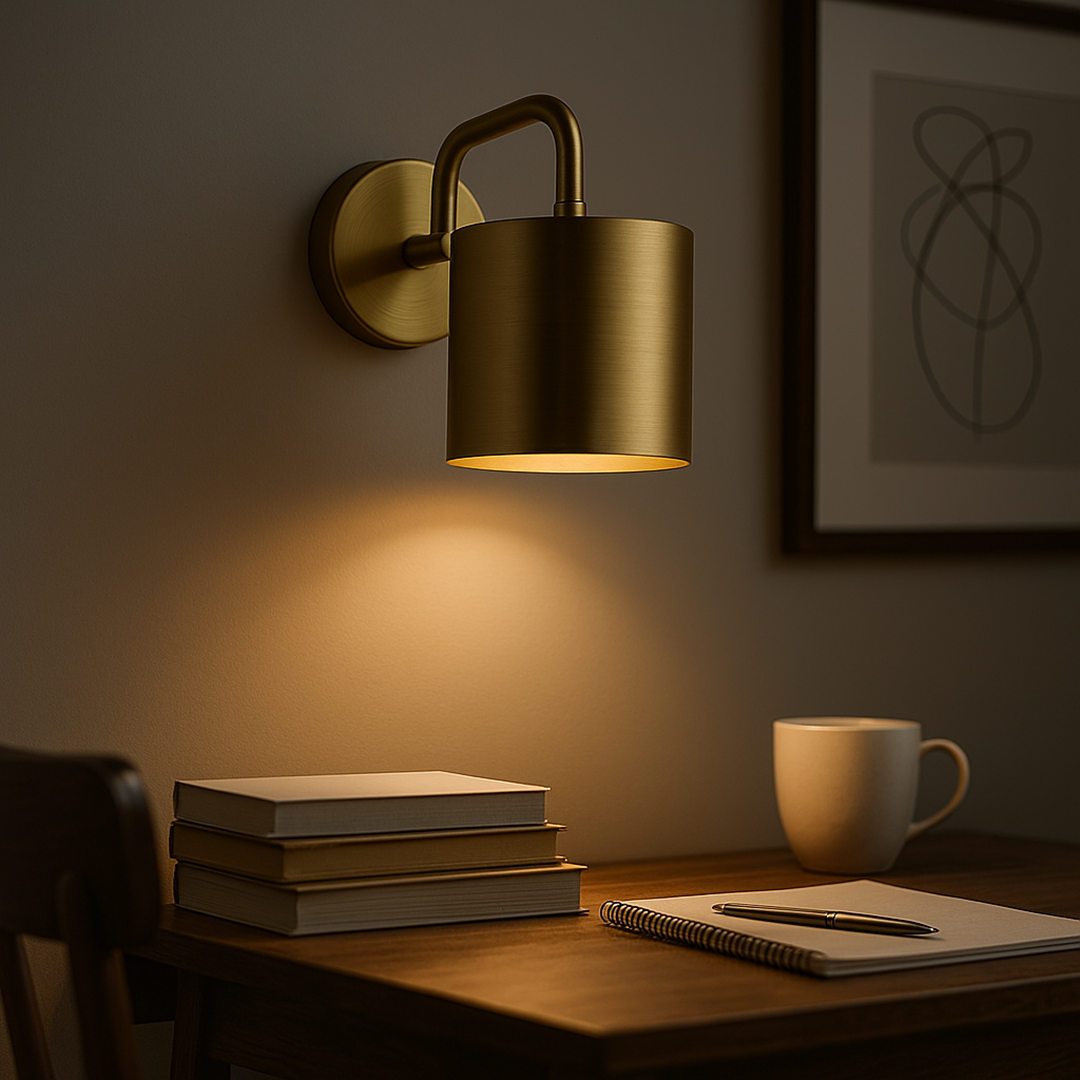 Wandlamp in geborsteld messing