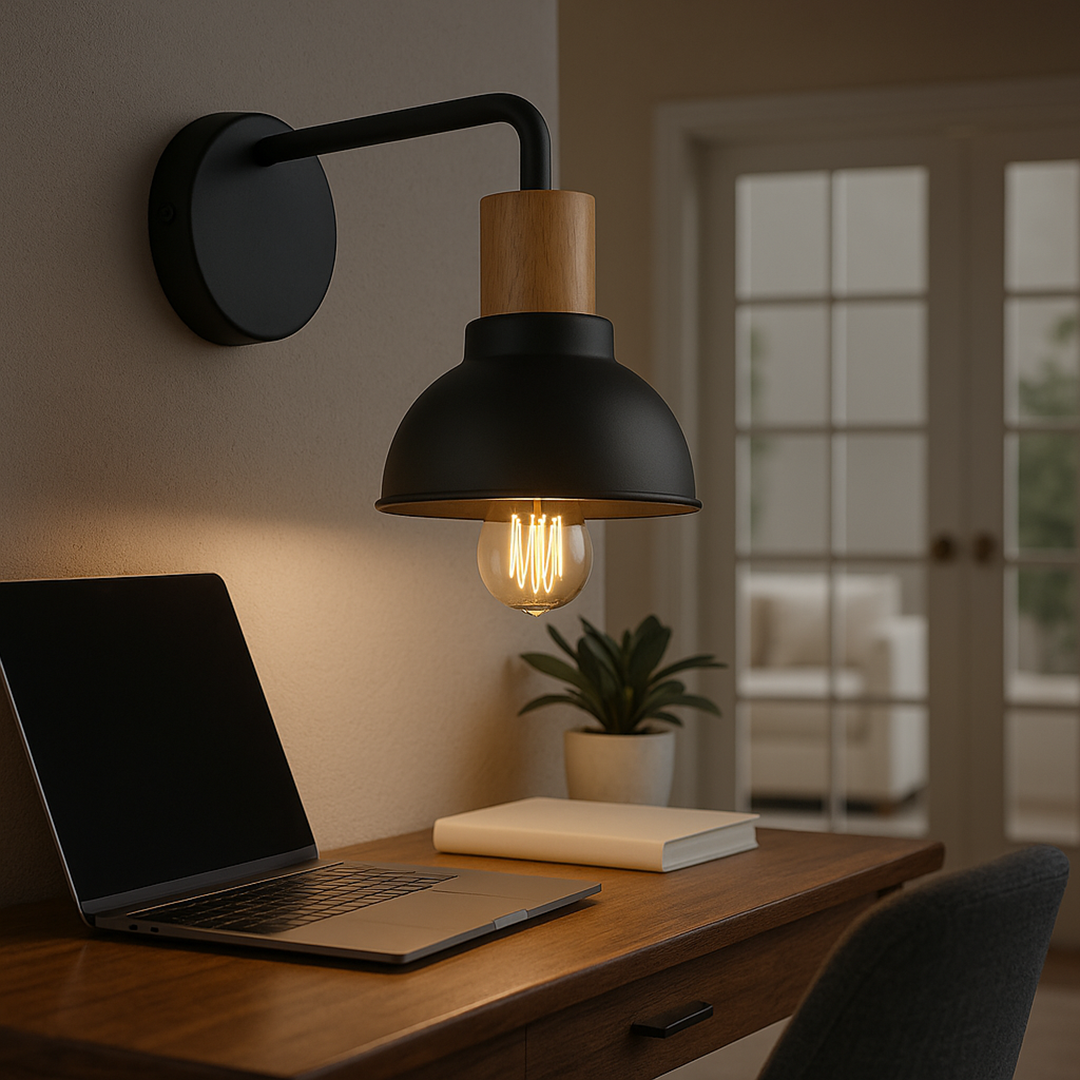 Wandlamp met houten accent