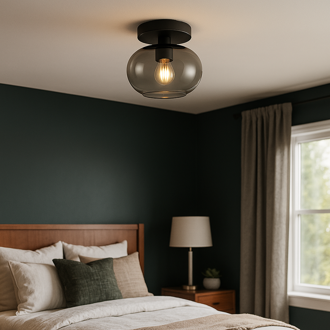 Plafondlamp met rookglas