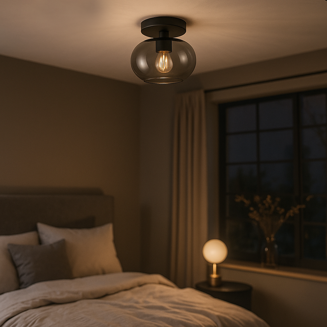 Plafondlamp met rookglas