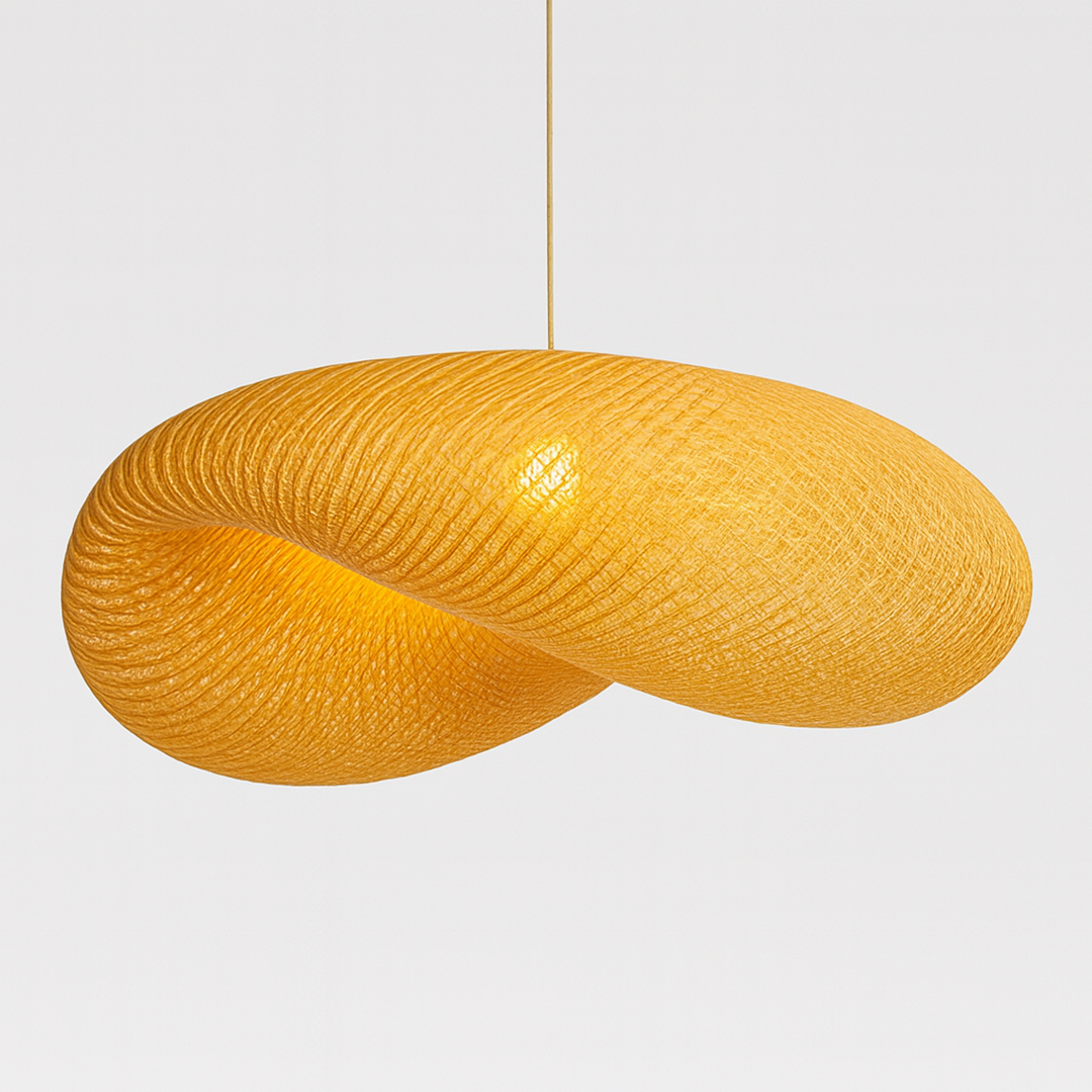 Rund Bambus Pendellampe I Skandinavisk Stil