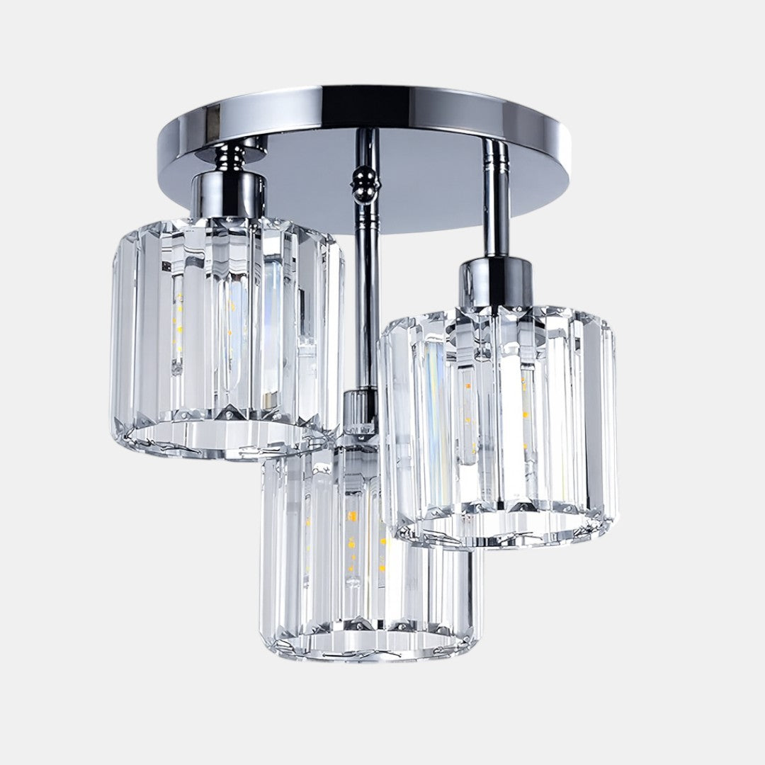 Krystal Halvindbygget Loftlampe I Moderne Design
