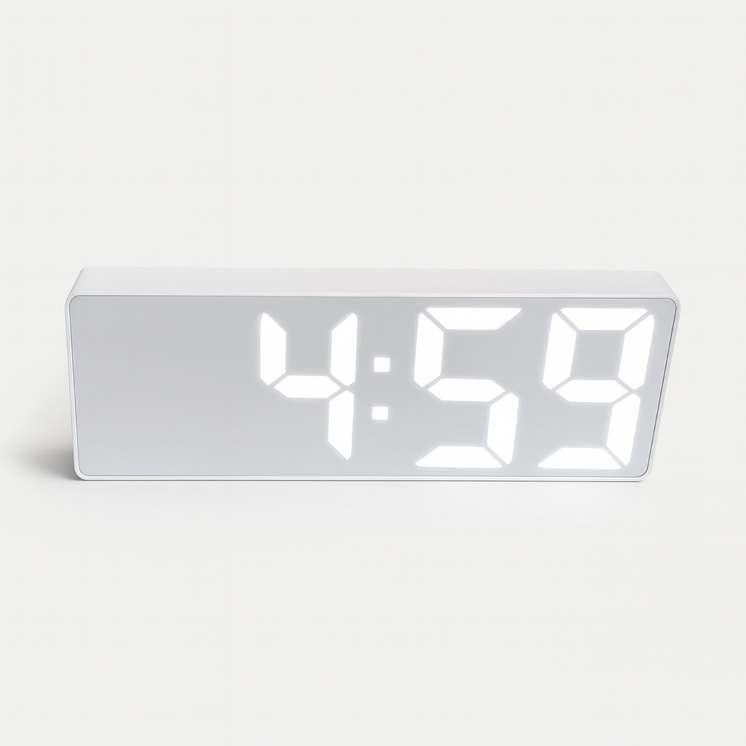 Digitalt Spejl Vækkeur Med LED Display