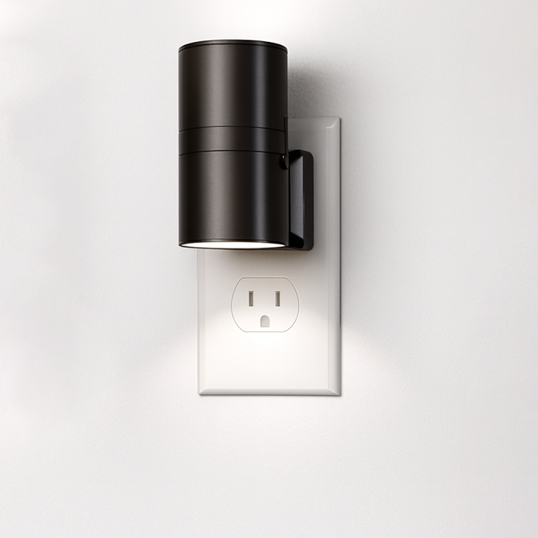 Metallisk LED væglampe med stik – justerbar lysstyrke og sensor