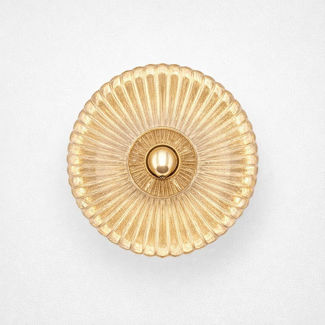 Væglampe i rillet glas – blød stemningsbelysning