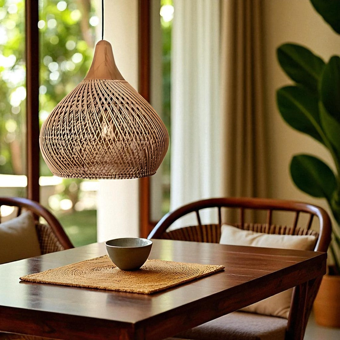 Rattan Pendellampe I Skandinavisk Boho StilRattan Pendellampe I Skandinavisk Boho Stil