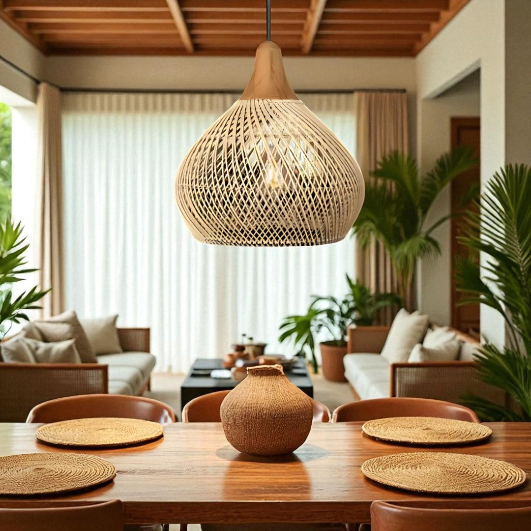 Rattan Pendellampe I Skandinavisk Boho StilRattan Pendellampe I Skandinavisk Boho Stil