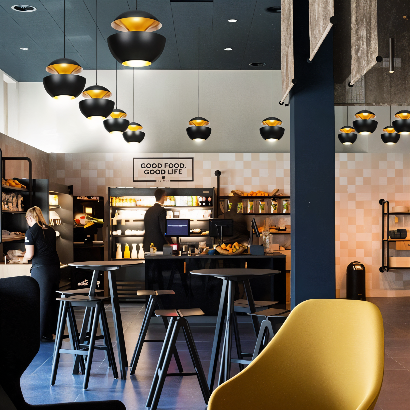 Moderne skulpturel pendellampe – æbleformet design