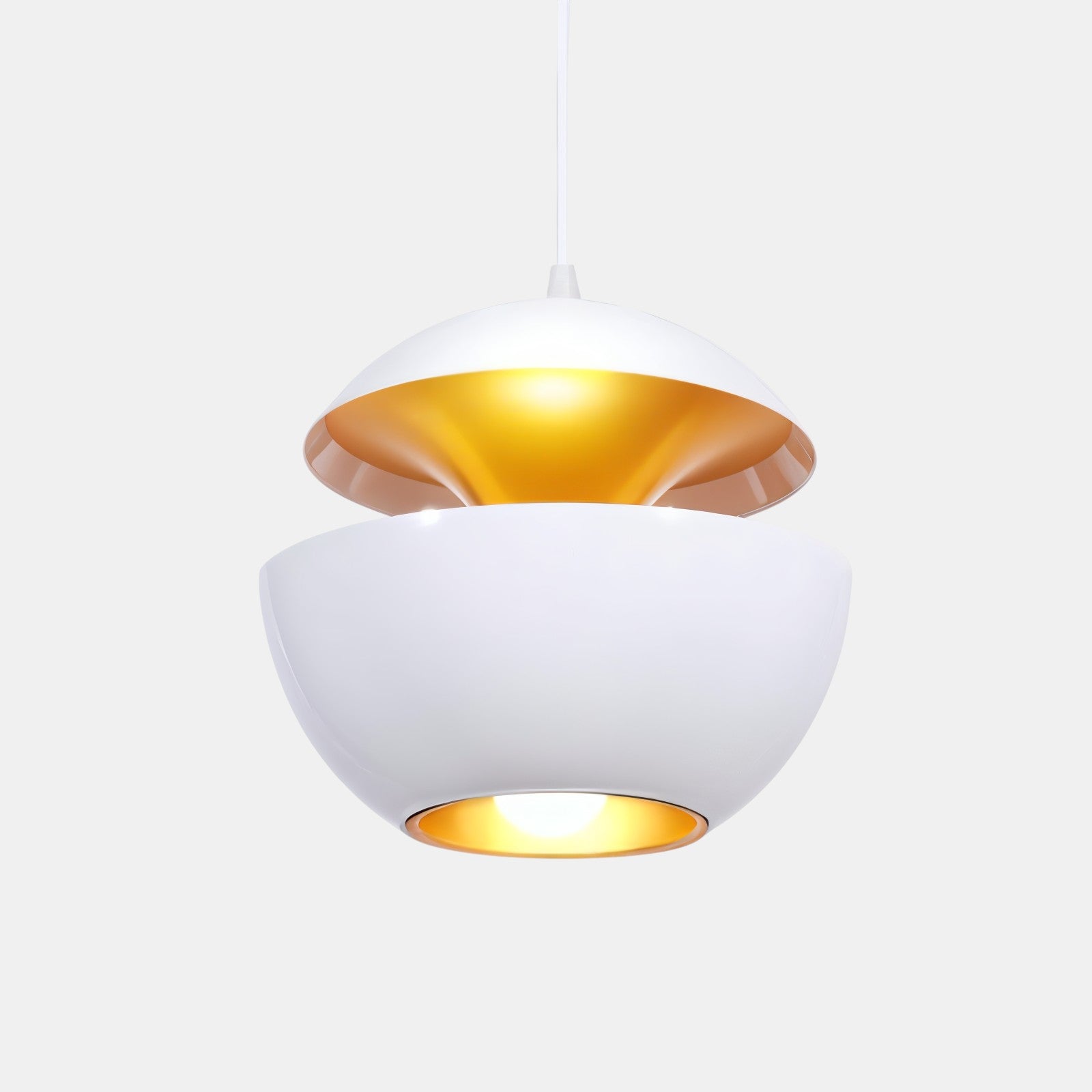 Moderne skulpturel pendellampe – æbleformet design