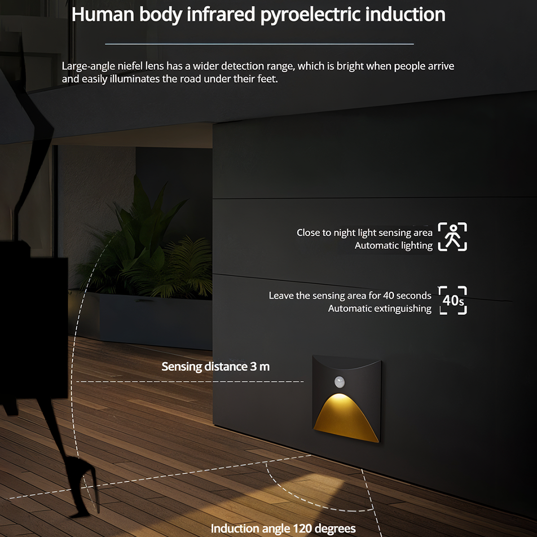 Aluminium LED væglampe til trappe – bevægelsessensor og IP65