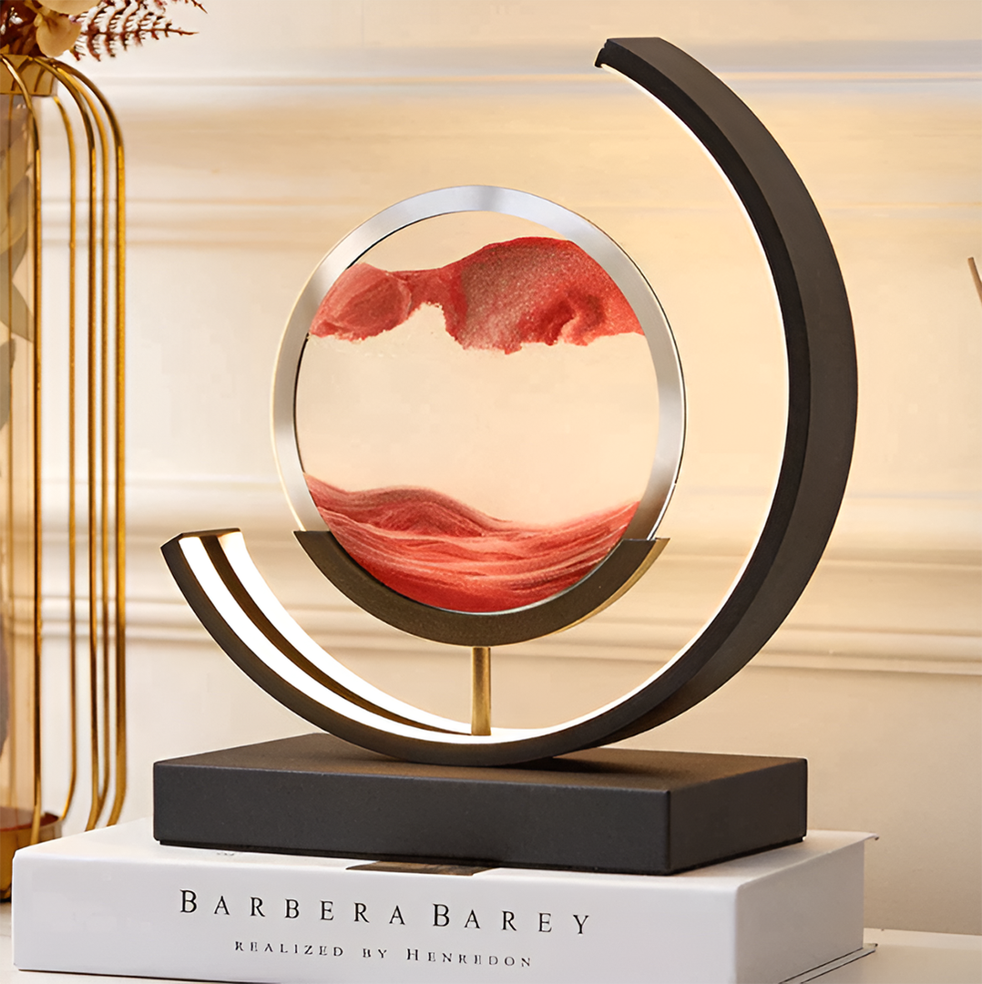 Metallisk LED sandkunst bordlampe – dæmpbar med fjernbetjening