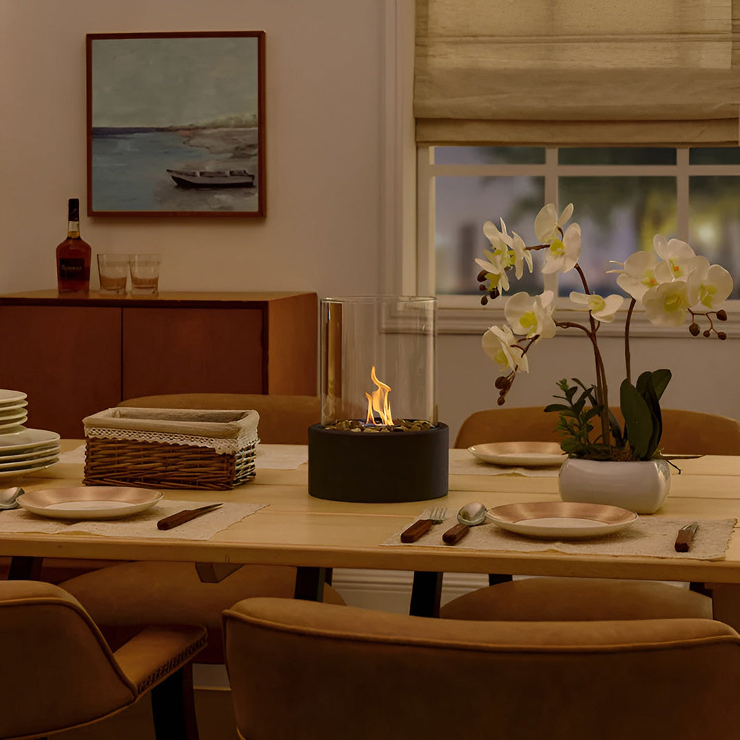 Metallisk bioethanol bordpejs – røgfri flamme til inde og ude