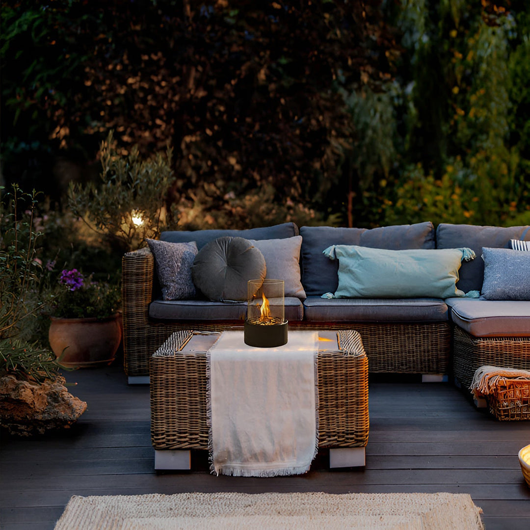 Metallisk bioethanol bordpejs – røgfri flamme til inde og ude