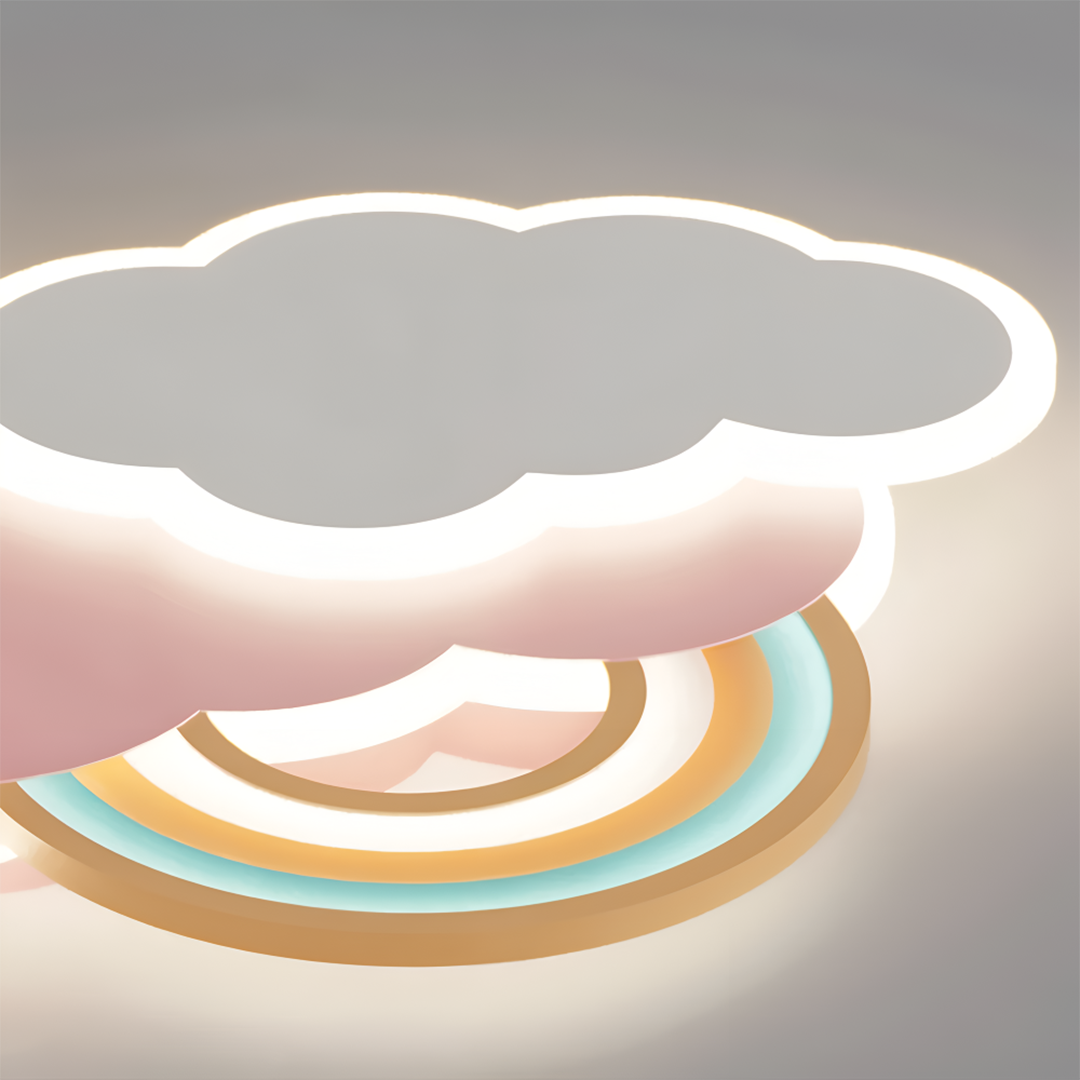 LED loftlampe til børneværelse – sky- og regnbuedesign