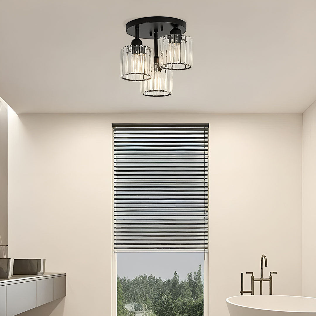 Krystal Halvindbygget Loftlampe I Moderne Design