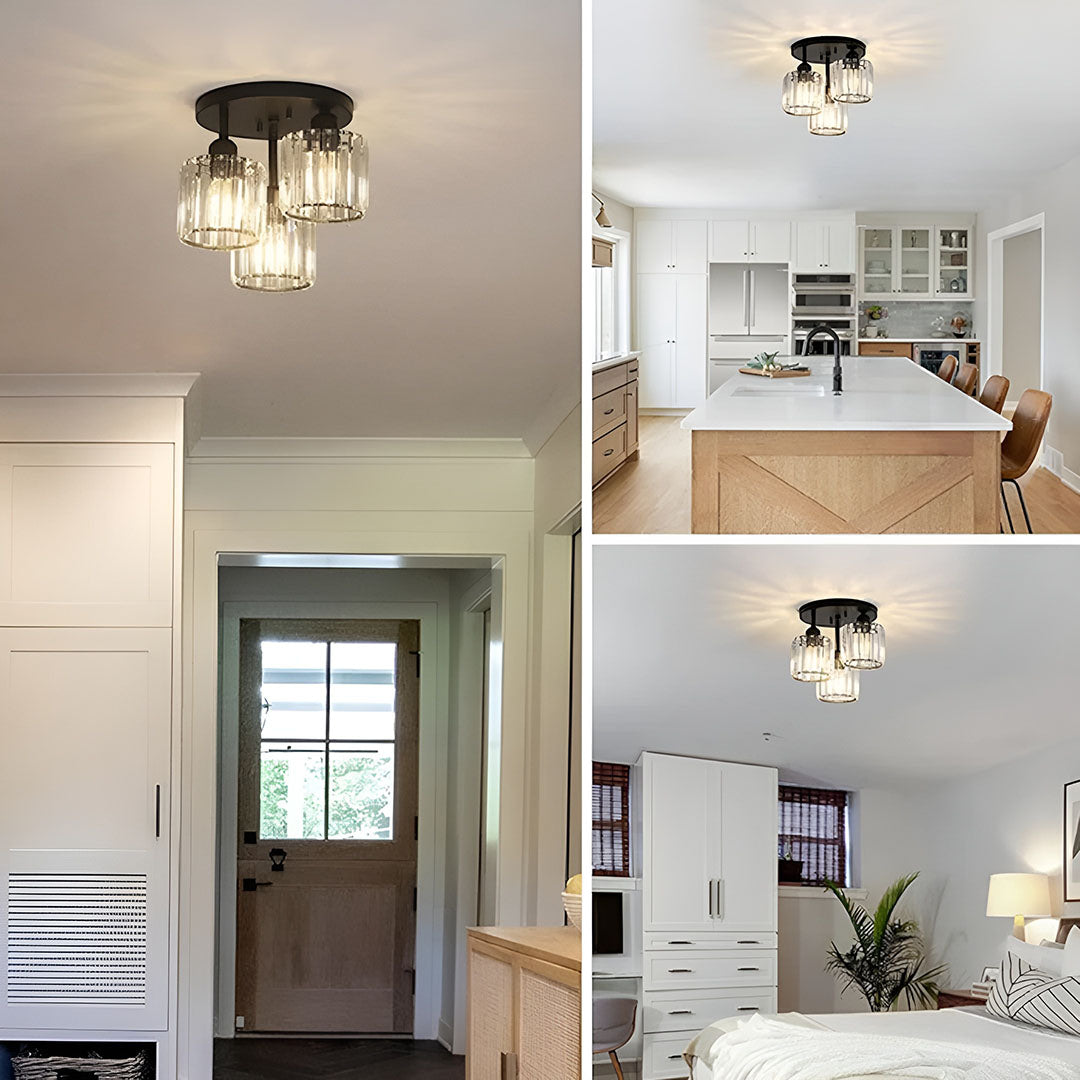 Krystal Halvindbygget Loftlampe I Moderne Design